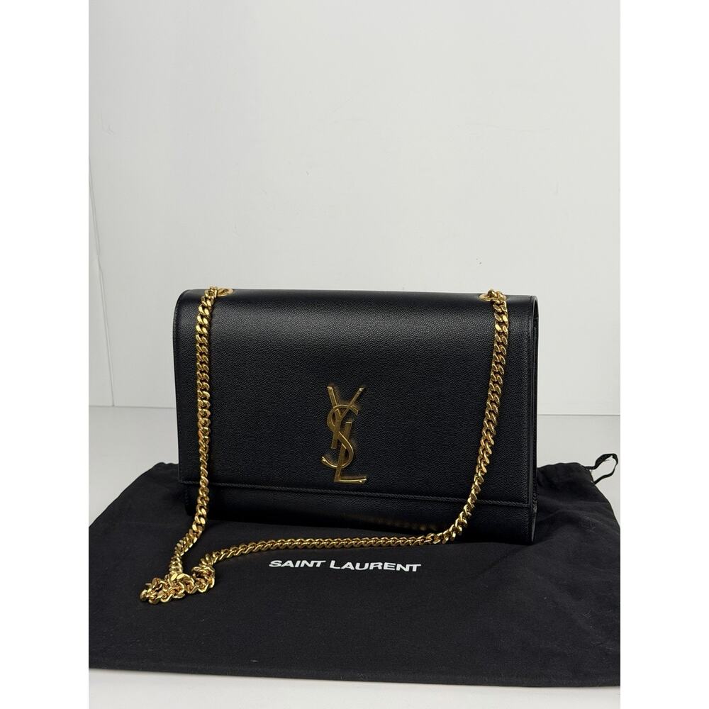 Saint Laurent Grain De Poudre Medium Classic Monogram Kate Satchel Black NFC S - Picture 2 of 15